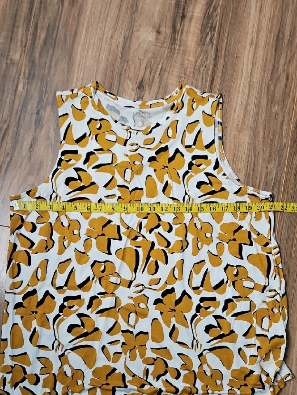 Nine West Yellow Black and White Floral Sleeveless Tank XL - Picture 5 of 6